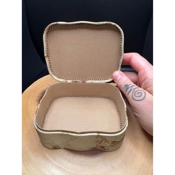 Vintage Latvian Handmade Leather Marbled Jewelry Box - Picture 4 of 10